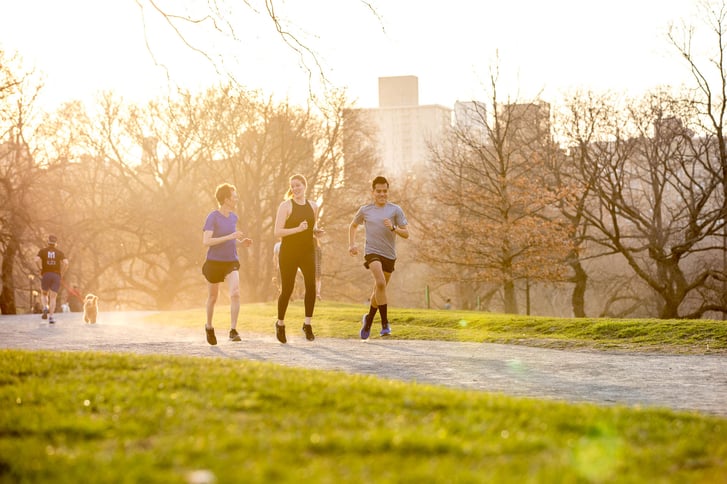 Three runners in Central Park