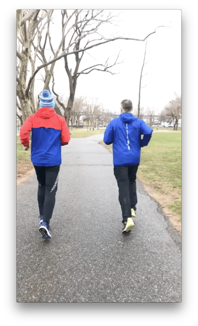 Michael Capiraso with a runner in Lincoln Park in Jersey City, NJ