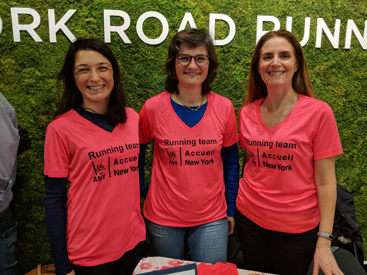 Three runners from the ANY Flamingos running club