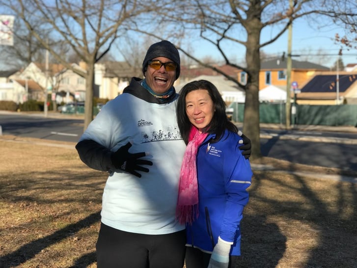 Mario with Nora Lew at a recent Open Run in Cunningham Park.