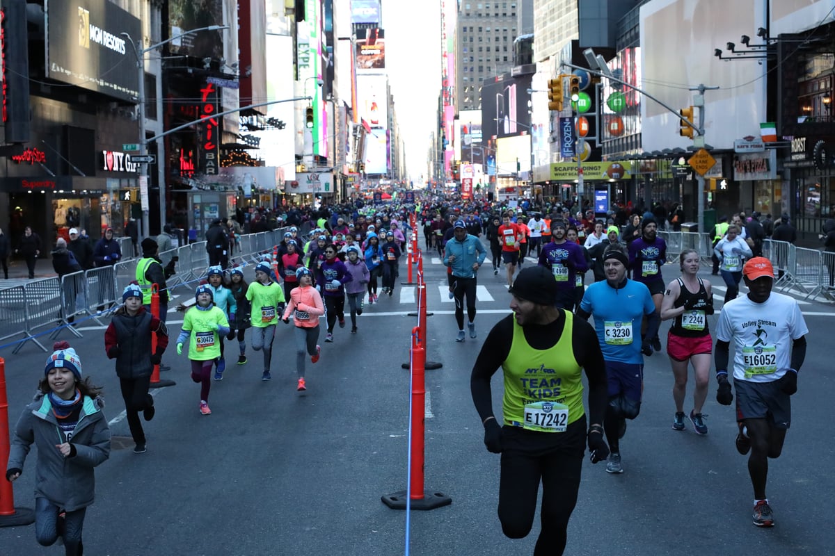 Runners in Times Square