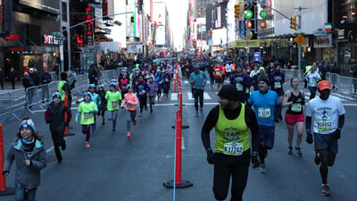 Runners in Times Square