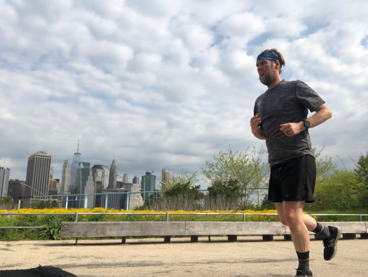 A runner running through DUMBO in Brooklyn