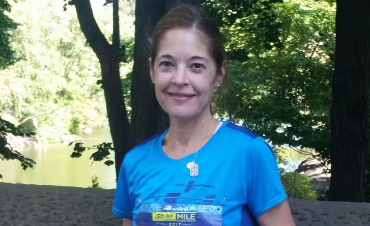 Runner Carol Sandow at the New Balance 5th Avenue Mile race