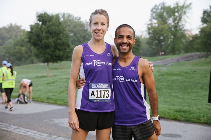 Van Cortlandt Track Cub runners posing after a race