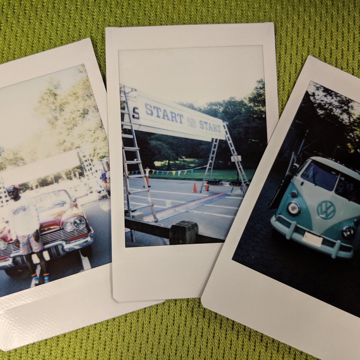 Three Polaroid photos of the 2019 Retro 4-Miler