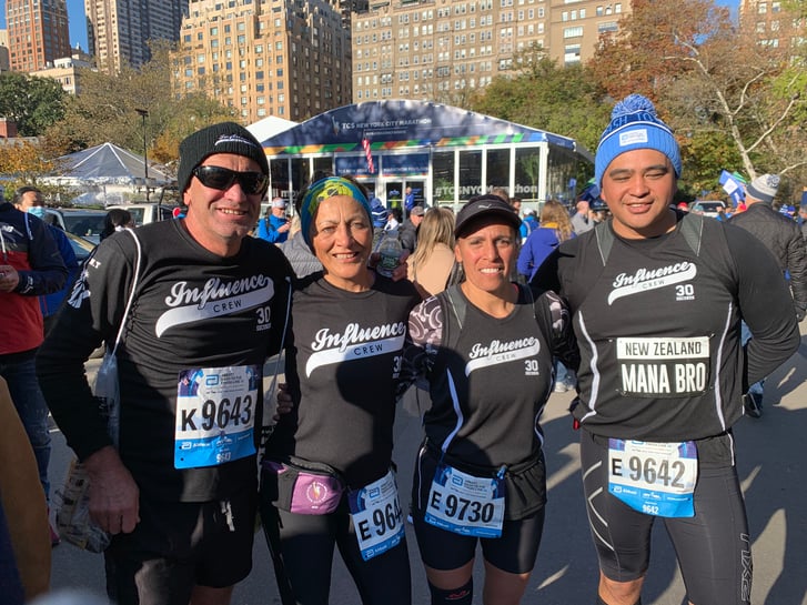 Members of a run club from New Zealand after the Abbott Dash to the Finish Line.