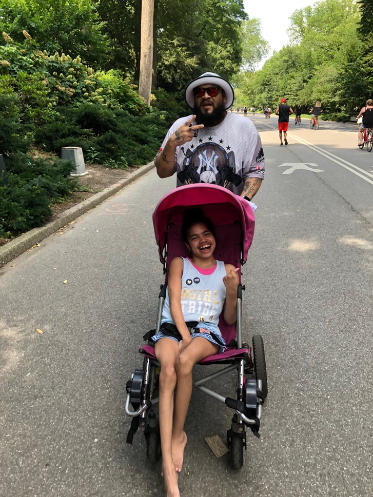 Edgar Buezo running in Central Park with his daughter Destiny.