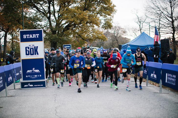 Runners at the start of the NYRR NYC 60K Sunday
