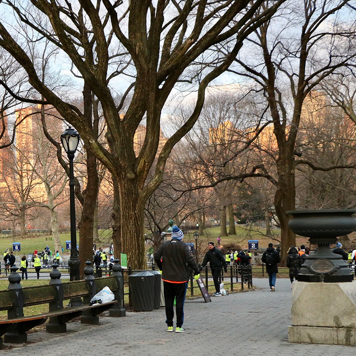 Central Park in the winter before a race.