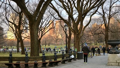 Central Park in the winter before a race.