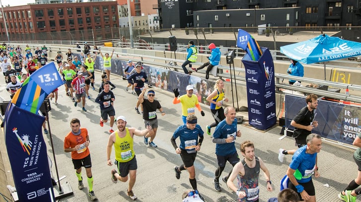 Runners at 13.1 miles at 2019 TCS New York City Marathon