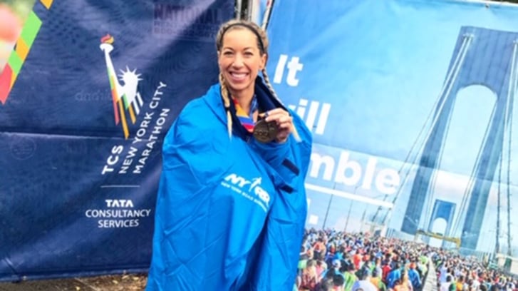 NYRR staffer Cara after the 2017 New York City Marathon