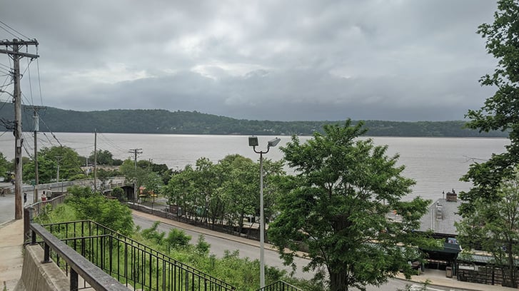 A view of the Hudson River from a hill in the town of Dobbs Ferry.