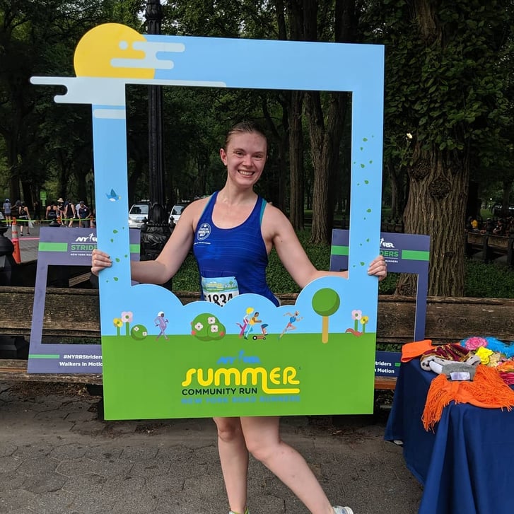 NYRR staff member Katie Manzi after a race