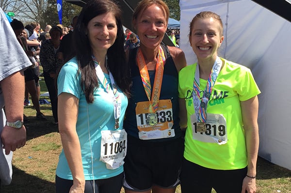 Barbara Vallee with friends after finishing a race.
