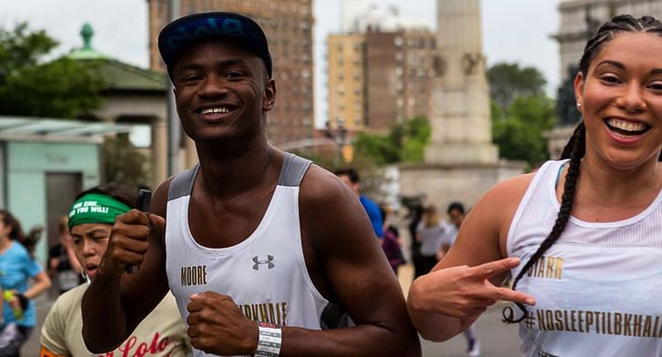 NYRR staff member in a road race