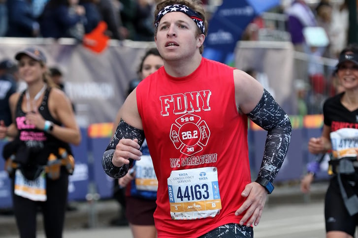 Dylan Vidoli finishing TCS New York City Marathon