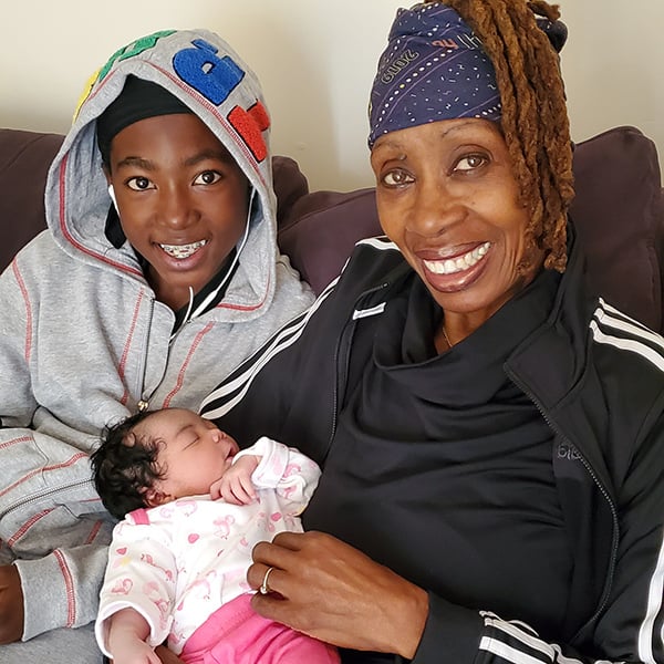 Myna Majors with grandchildren