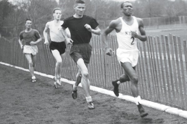 Ted Corbitt leading a race in Van Cortlandt Park