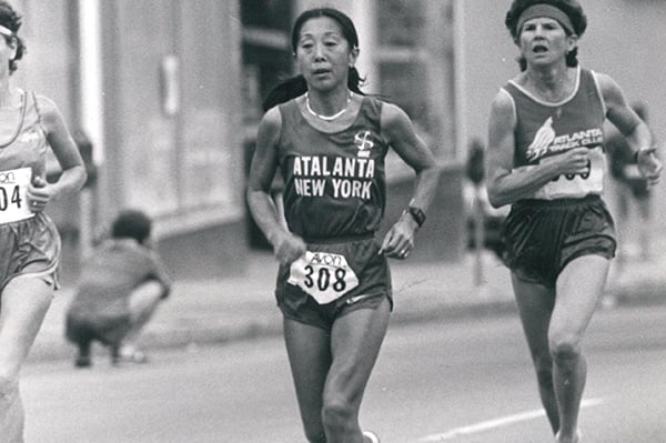 Toshiko d'Elia running in a race