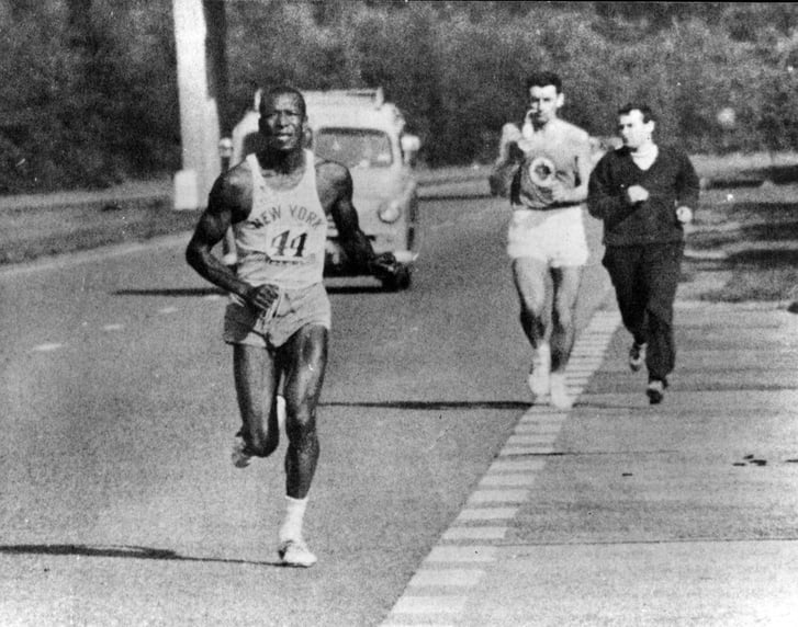 Ted Corbitt competing in the London-to-Brighton ultramarathon race.