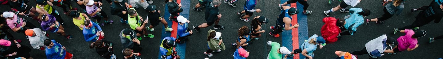 Overhead shot of runners at the start of a race