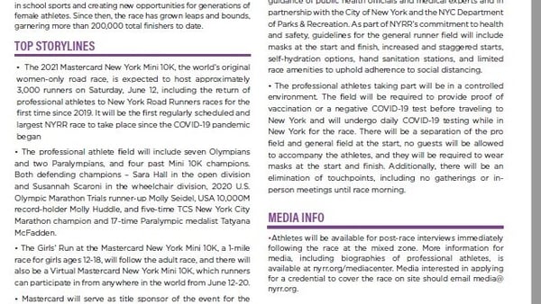 2021 Mastercard New York Mini 10K Race Notes