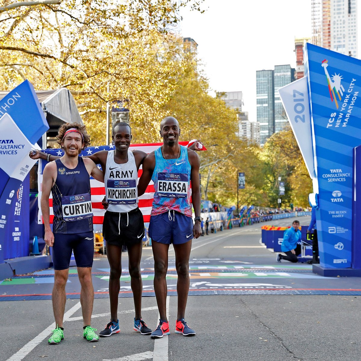 Top three men finishers of the Dash to the Finish