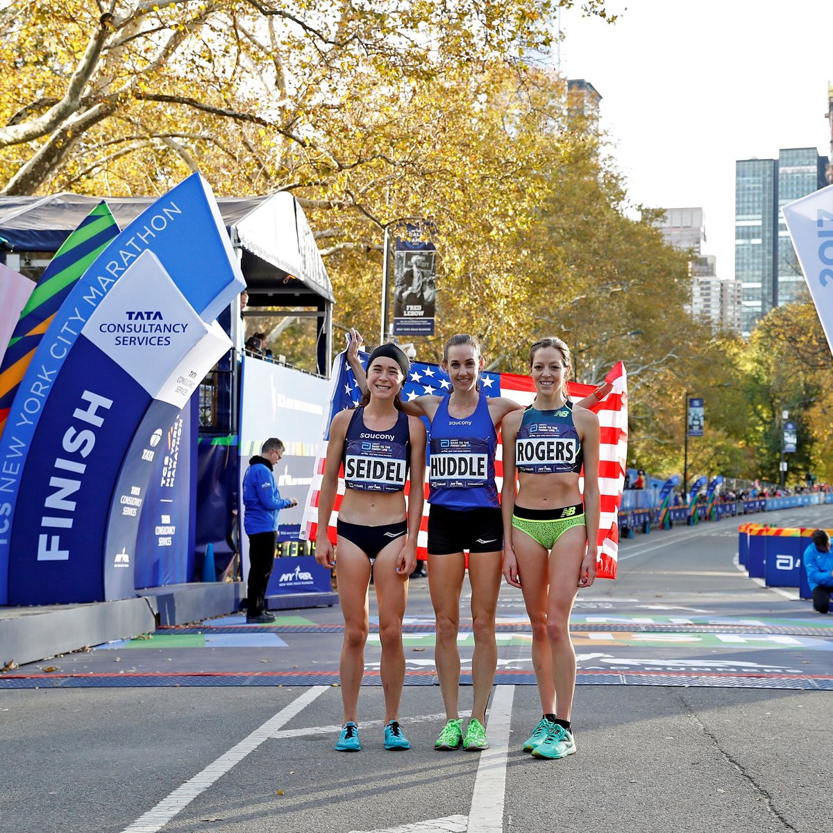 Top three women finishers of the Dash to the Finish