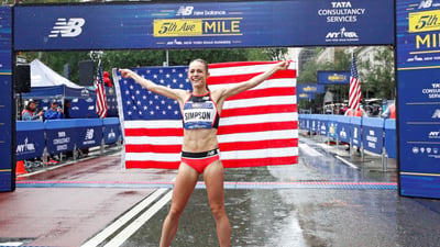 2018 New Balance 5th Avenue Mile women's champion Jenny Simpson