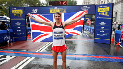 Men's champion Jake Wightman of Great Britain at the 2018 New Balance 5th Avenue Mile