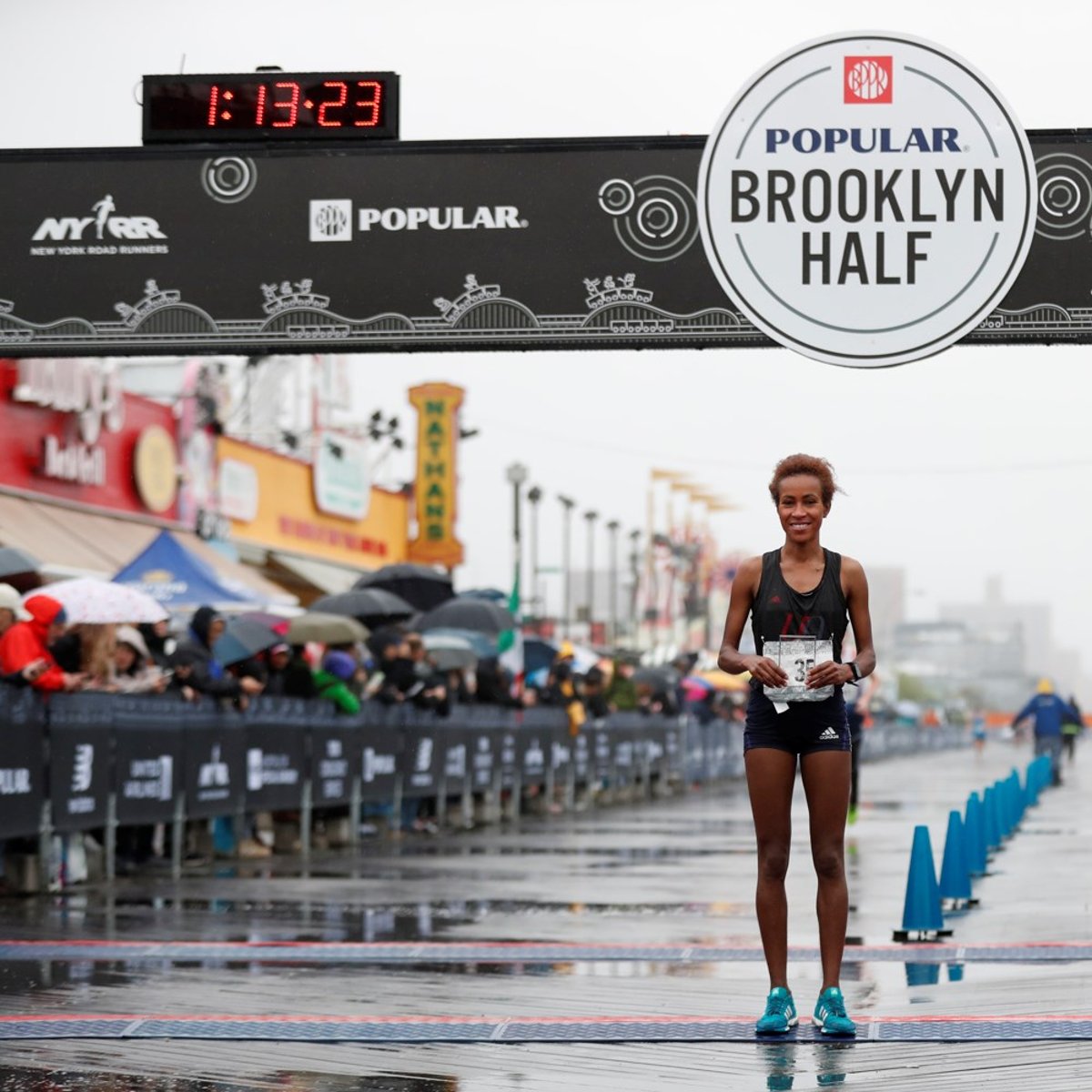 Askale Merachi won the women's race at the 2018 Popular Brooklyn Half