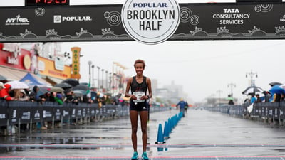 Askale Merachi won the women's race at the 2018 Popular Brooklyn Half
