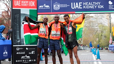 In his NYRR race debut, Kipruto finished 11 seconds ahead of compatriot Mathew Kimeli who finished second with a time of 27:19. Rounding out the men’s podium was Ethiopia’s Teshome Mekonen placing third in a time of 28:10.