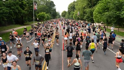 Runners running on the street during the RBC Brooklyn Half