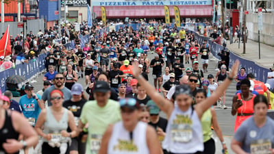 Runners running in Coney Island for the RBC Brooklyn Half