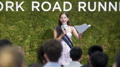 A youth ambassador giving a speech at graduation