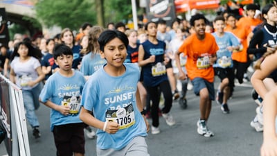 Young Rising runners at the 2025 Boardwalk Kids Run at the RBC Brooklyn Half