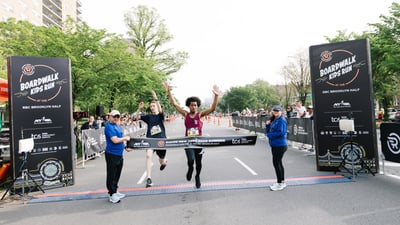 Young Rising runners at the 2025 Boardwalk Kids Run at the RBC Brooklyn Half