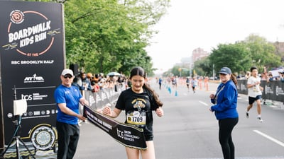 Young Rising runners at the 2025 Boardwalk Kids Run at the RBC Brooklyn Half