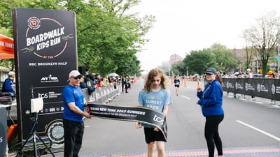 Young Rising runners at the 2025 Boardwalk Kids Run at the RBC Brooklyn Half