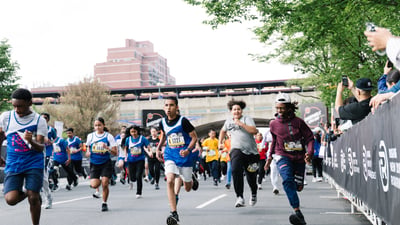 Young Rising runners at the 2025 Boardwalk Kids Run at the RBC Brooklyn Half