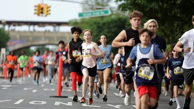 Young Rising runners at the 2025 Boardwalk Kids Run at the RBC Brooklyn Half
