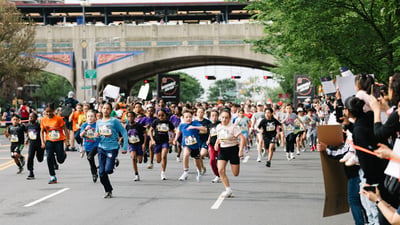 Young Rising runners at the 2025 Boardwalk Kids Run at the RBC Brooklyn Half