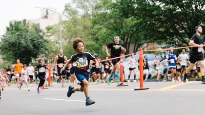 Young Rising runners at the 2025 Boardwalk Kids Run at the RBC Brooklyn Half