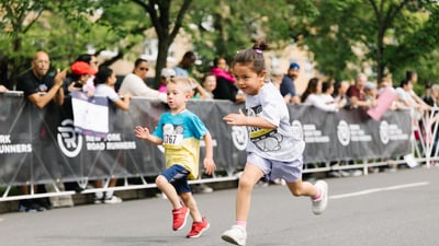 Young Rising runners at the 2025 Boardwalk Kids Run at the RBC Brooklyn Half