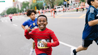 Young Rising runners at the 2025 Boardwalk Kids Run at the RBC Brooklyn Half