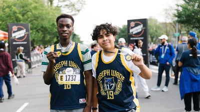 Young Rising runners at the 2025 Boardwalk Kids Run at the RBC Brooklyn Half