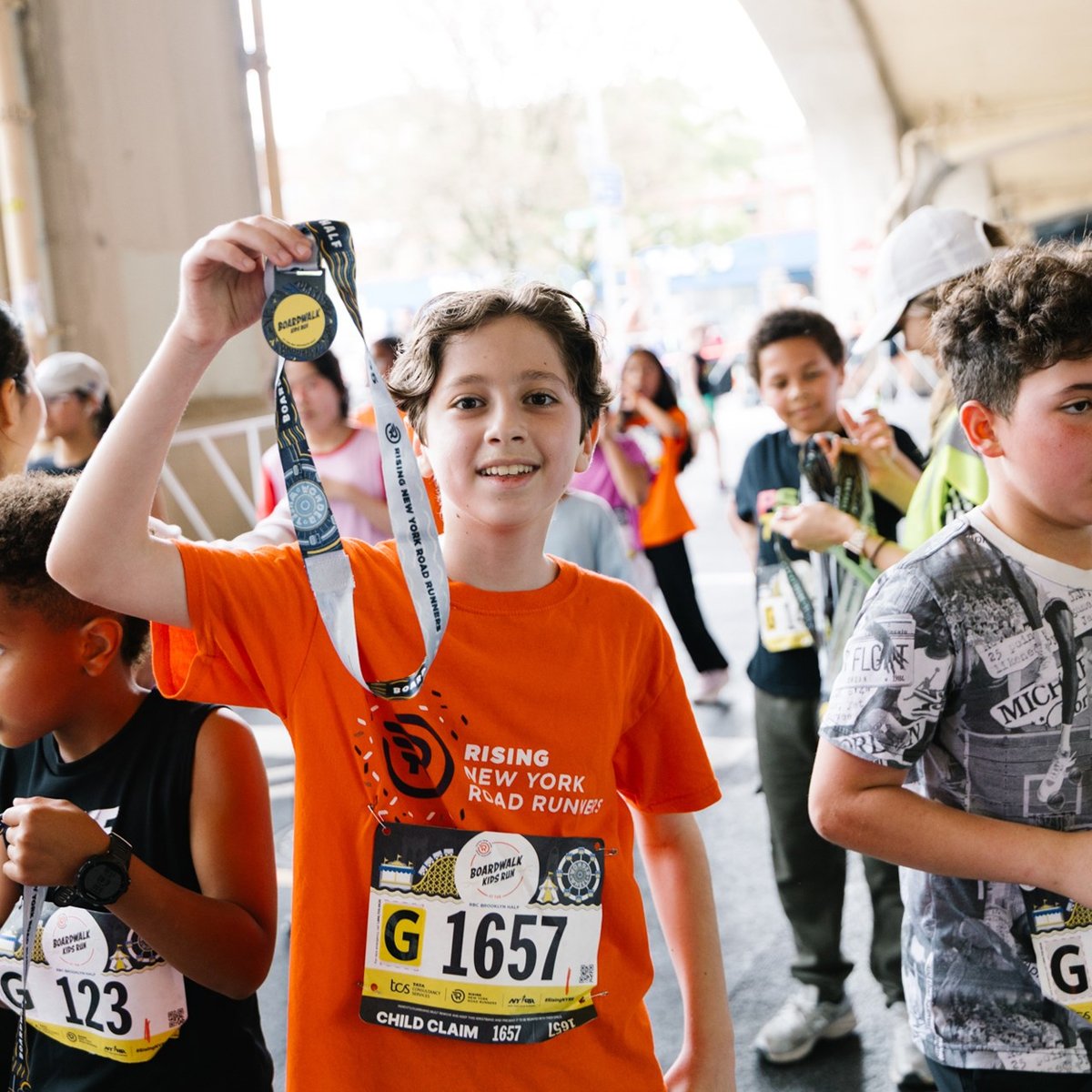 Young Rising runners at the 2025 Boardwalk Kids Run at the RBC Brooklyn Half